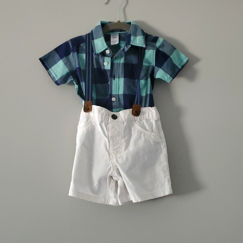 Baby Boy Carter's 3-Piece Checkered Plaid Bodysuit & Shorts Set